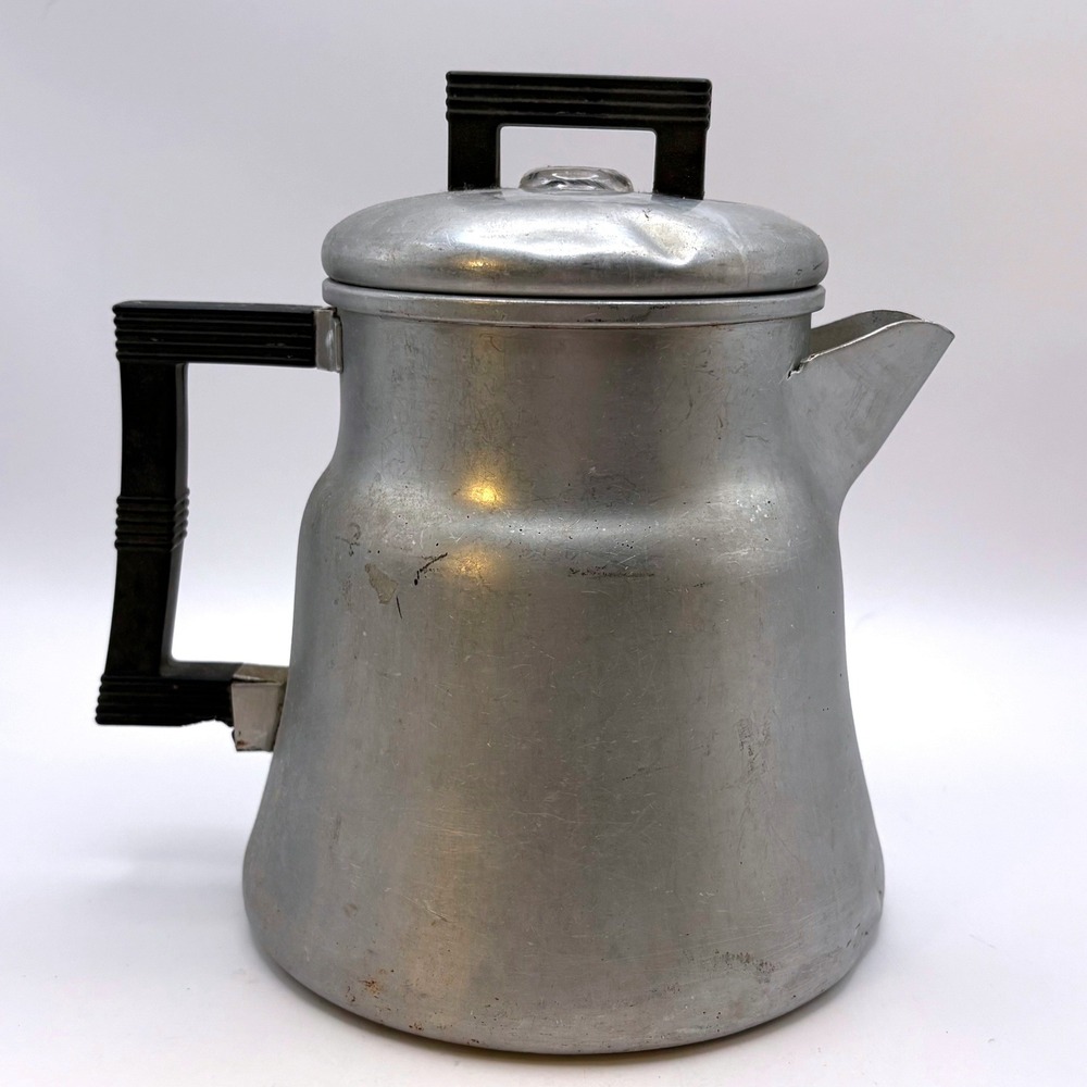 Vtg Wear-Ever No 3008 Aluminum Coffee Percolator 8 Cup MCM Retro Campfire USA